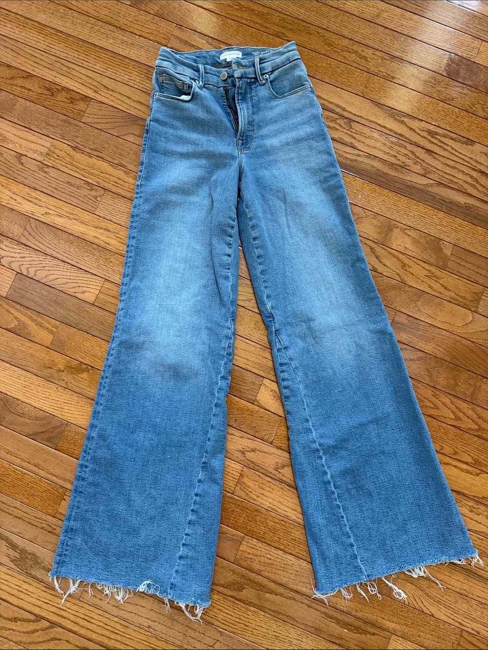 Good American Light Blue High-Rise Wide-Leg Jeans